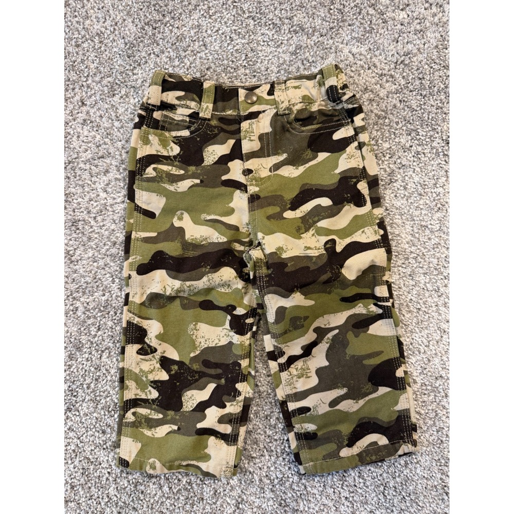 Carhartt Pants Kids 18M Green Camo Canvas Utility Workwear Trousers